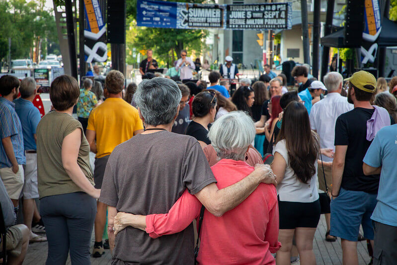 Wide crowd scene from the Commons