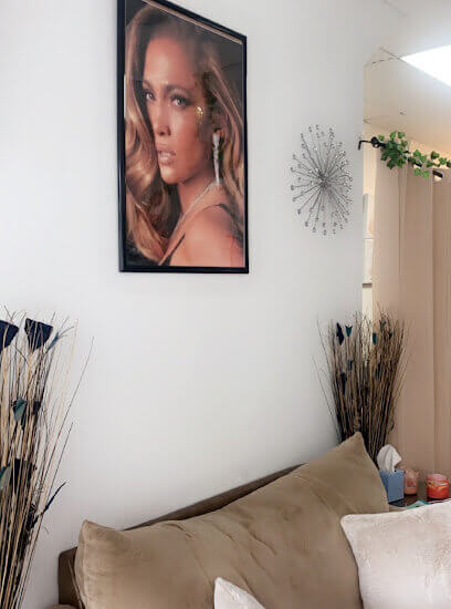 Interior waiting area at Mis Wu Waxing Salon