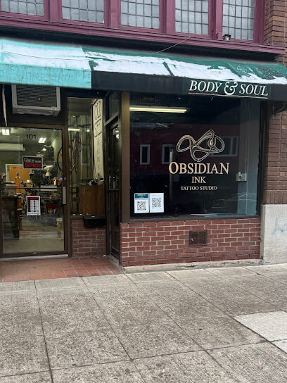 Obsidian Ink Tattoo Studio storefront in downtown Ithaca